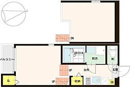 CasaLycoris西中田 1Kの間取図画像