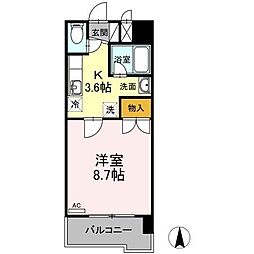 アムールシャトー 1Kの間取図画像