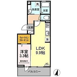 ボヌールF 1LDKの間取図画像