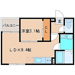 ランコントル3 1LDKの間取図画像