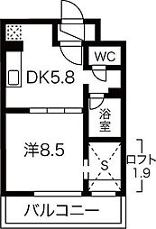 ラフルール連坊 1DKの間取図画像