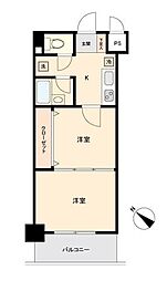 リビングステージ東仙台 5階2Kの間取り