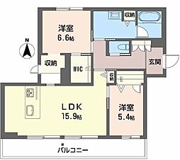 Ｔｅｒｒａｃｅ米ケ袋 2階2LDKの間取り