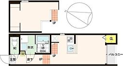 SAKURA COURT 2階1Kの間取り