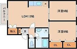 ブーケ・ド・ツルマキF 2階2LDKの間取り