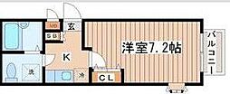 コーポマリーナ 1Kの間取図画像
