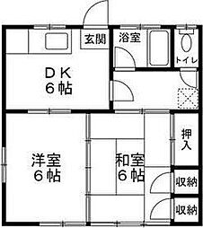 穀田アパート 2DKの間取図画像