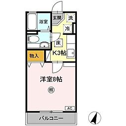 エスポアール長命 1Kの間取図画像