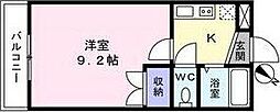 メイツ北山 1Kの間取図画像