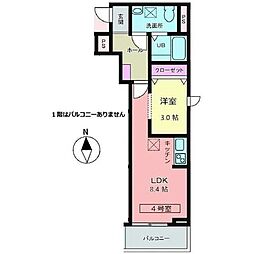 メリディアン川平　壱番館 2階1LDKの間取り