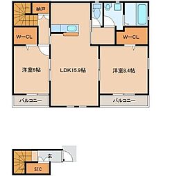 （仮称）新田3丁目新築アパート 202 2階2LDKの間取り