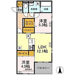 D-ROOM七曲I 2LDKの間取図画像