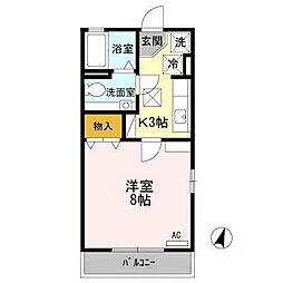 エスポアール長命 1Kの間取図画像