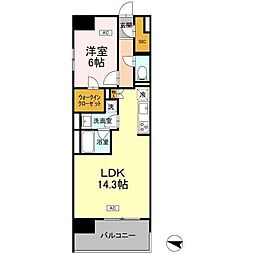 ロイヤルパークス仙台青葉通 1LDKの間取図画像