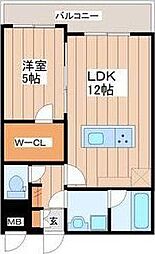 LUANA・AIR・RESIDENCE五橋 1LDKの間取図画像