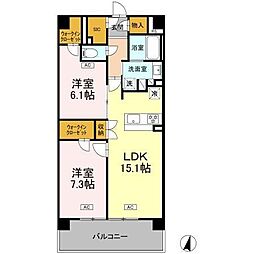 ロイヤルパークス仙台青葉通 2LDKの間取図画像