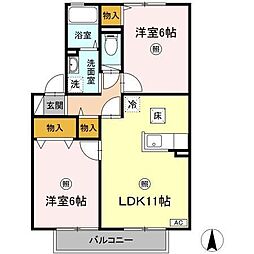 セジュールA 2LDKの間取図画像