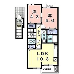 セイバリーハウス 2階2LDKの間取り