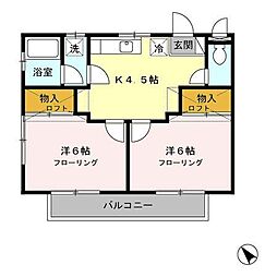 スイートピー国見 2Kの間取図画像