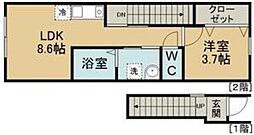 リノヴェルデ泉ケ丘 1LDKの間取図画像
