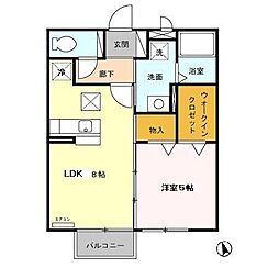 ボナール西多賀 1LDKの間取図画像