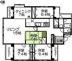 ロイヤルパレス上杉 4LDKの間取図画像