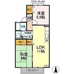 セジュールカワコウ 2LDKの間取図画像