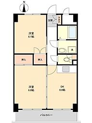 リビングステージ南仙台 2DKの間取図画像