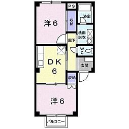 シティハイツ秋櫻 2DKの間取図画像