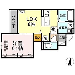 Primavera吉成台 1LDKの間取図画像