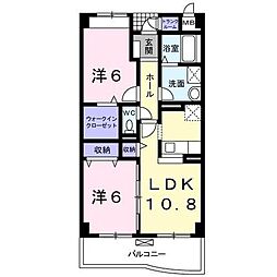 レジデンスアクア 2LDKの間取図画像