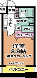 リビングステージ木町通 1Kの間取図画像