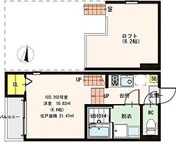 ハーモニーテラス新田3 1Kの間取図画像