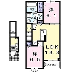 杜の風人来田 2LDKの間取図画像