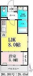 BAU北仙台 1LDKの間取図画像