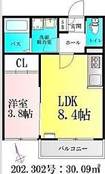 BAU北仙台 1LDKの間取図画像