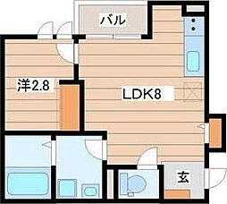 プルミエールJINNO 1LDKの間取図画像