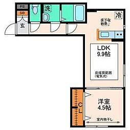 パセオプラシード泉中央 1LDKの間取図画像