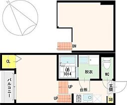 カムリーハイツ 1Kの間取図画像