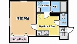 STクラウド長町3 1Kの間取図画像