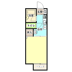 コイズミハイツ 203 2階1Kの間取り