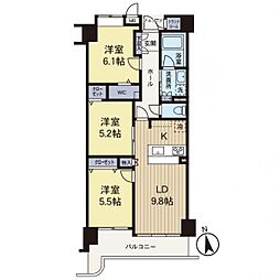 エストヴォーレ上北台 3LDKの間取図画像
