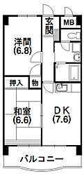 クレールトヨダ 2DKの間取図画像