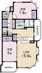 シャン・ド・フルール 2LDKの間取図画像