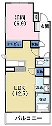 グリーンヒル 1LDKの間取図画像