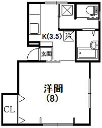 アパート 1DKの間取図画像