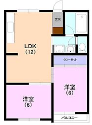 マンションペガサス 2LDKの間取図画像