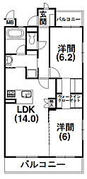マーブルガーデン 2LDKの間取図画像