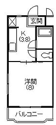 サンアベニュー1 1Kの間取図画像