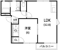 フレグランス・ラミA 1LDKの間取図画像